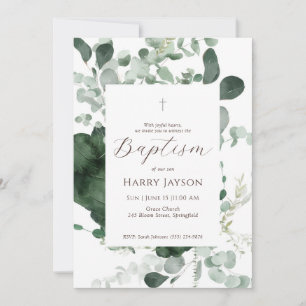 Groen Eucalyptus Doopsel Uitnodiging