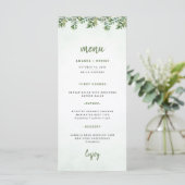 Groen Eucalyptus Elegant Leaf Wedding Menu (Staand voorkant)
