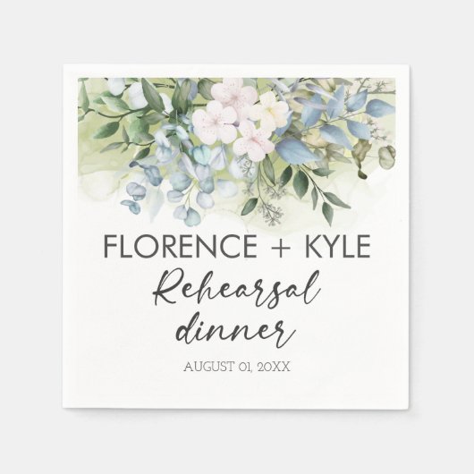 Groen Eucalyptus Elegant Stof Oefen Diner Servet (Voorkant)