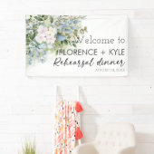 Groen Eucalyptus Elegant Stof Oefen Diner Spandoek (Insitu)