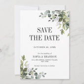 Groen Eucalyptus Emerald Rustieke Trouwfoto Save The Date (Voorkant)