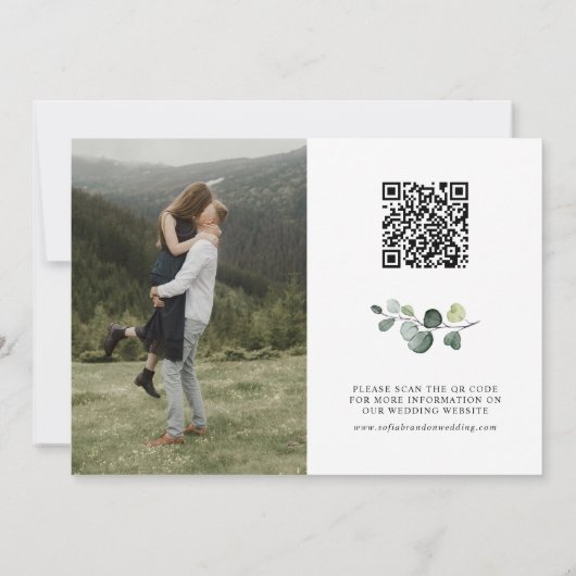 Groen Eucalyptus Emerald Rustieke Trouwfoto Save The Date (Achterkant)