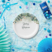 Groen - Eucalyptus en gouden bladeren bruiloft Papieren Bordje (Feest)