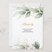 Groen eucalyptus en gouden sprankelende bruids kaart (Achterkant)