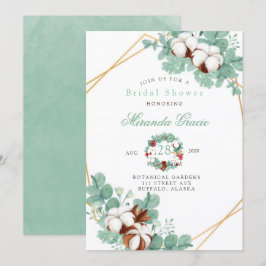 Groen eucalyptus en katoenachtig Vrijgezellenfeest Kaart