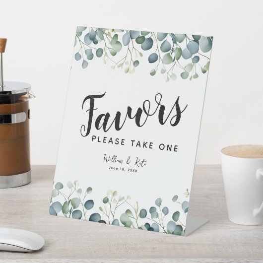 groen eucalyptus Favors party event bruiloft Reclamebord Met Voetstuk (Insitu)