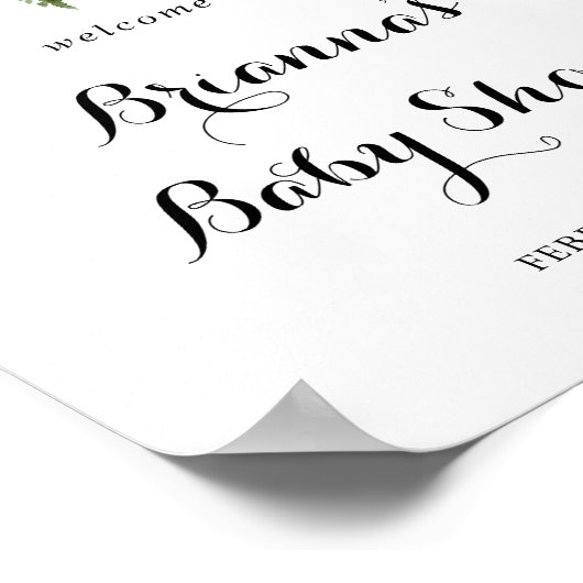 Groen Eucalyptus Foliage Baby shower Welkom Poster (Hoek)