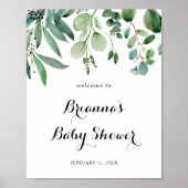 Groen Eucalyptus Foliage Baby shower Welkom Poster (Voorkant)
