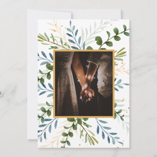 groen Eucalyptus Foliage bruiloft Kaart (Achterkant)