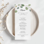 Groen Eucalyptus Foliage Kalligrafie Diner Menu<br><div class="desc">Deze groene eucalyptus gebladerte kalligrafie diner menukaart is perfect voor een rustieke bruiloft. Het ontwerp is voorzien van handgetekende botanische groene eucalyptustakken en bladeren. Dit menu kan worden gebruikt voor een huwelijksreceptie,  repetitiediner,  vrijgezellenfeest of een evenement.</div>