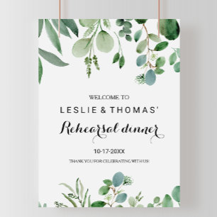 Groen Eucalyptus Foliage Rehearings - diner Welkom Poster