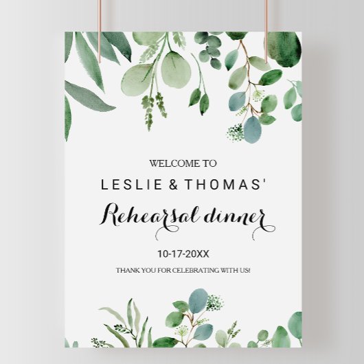 Groen Eucalyptus Foliage Rehearings - diner Welkom Poster
