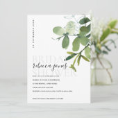 GROEN EUCALYPTUS FOLIAGE WATERVERF VRIJGEZELLENFEE AANKONDIGING (Staand voorkant)