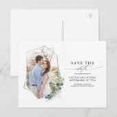 Groen Eucalyptus Foto De datum opslaan Aankondigingskaart (Voorkant / Achterkant)