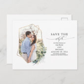 Groen Eucalyptus Foto De datum opslaan Aankondigingskaart (Voorkant / Achterkant)