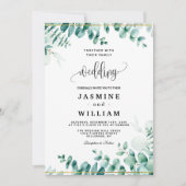 Groen Eucalyptus Frameborder Huwelijk Kaart (Voorkant)