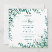 Groen Eucalyptus Frameborder Huwelijk Save The Date (Voorkant)