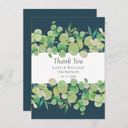 Groen Eucalyptus Garland Bruiloft Dank u Bedankkaart (Voorkant / Achterkant)