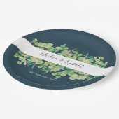 groen eucalyptus garland bruiloft papieren bordje (Gekanteld)