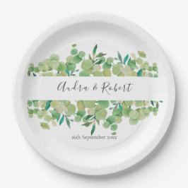 groen eucalyptus garland bruiloft papieren bordje