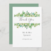 Groen Eucalyptus Garland Dank u bruiloft Bedankkaart (Voorkant / Achterkant)