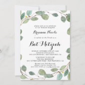 Groen Eucalyptus gebladerte Bat Mitzvah Kaart (Voorkant)
