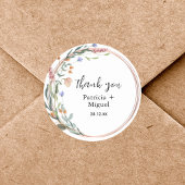 groen eucalyptus gepersonaliseerde bruiloft dank u ronde sticker