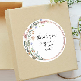 groen eucalyptus gepersonaliseerde bruiloft dank u ronde sticker