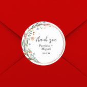 groen eucalyptus gepersonaliseerde bruiloft dank u ronde sticker