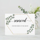 Groen Eucalyptus Gereserveerd Bruiloft Zitbord Kaart (Staand voorkant)