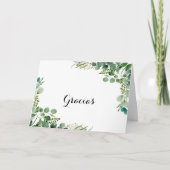 groen eucalyptus gevouwen bruiloft gracias Kaart (Voorkant)