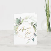 Groen Eucalyptus Gevouwen Dank u kaart (Voorkant)