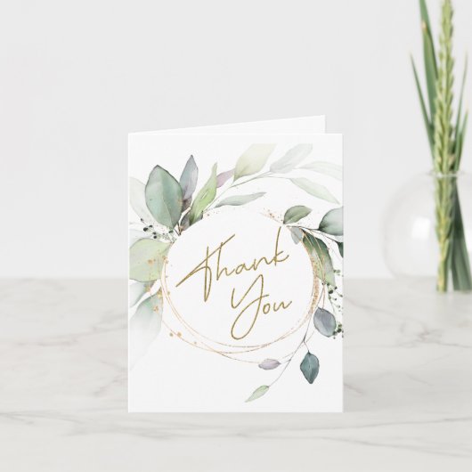 Groen Eucalyptus Gevouwen Dank u kaart (Voorkant)