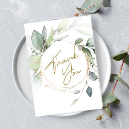 Groen Eucalyptus Gevouwen Dank u kaart