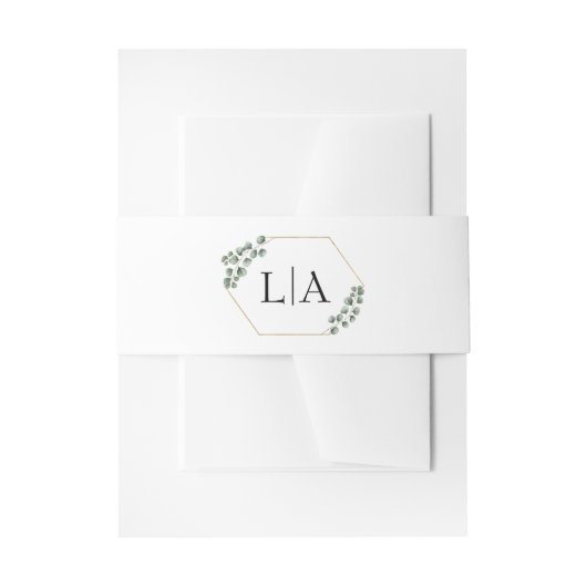 Groen Eucalyptus Glitter Monogram Bruiloft Uitnodigingen Wikkel (Voorkant Voorbeeld)