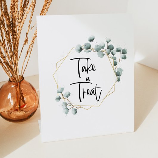 Groen Eucalyptus Gold-Lijst Neem een treintje Reclamebord Met Voetstuk