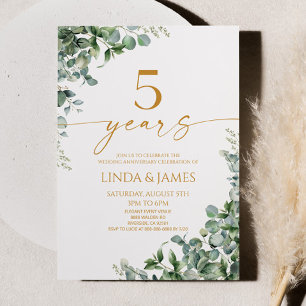 Groen Eucalyptus Goud 5e bruiloft Jubileum Kaart