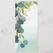 Groen Eucalyptus Goud Bruiloft Menu (Achterkant)