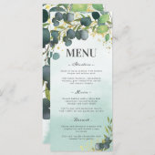 Groen Eucalyptus Goud Bruiloft Menu (Voorkant / Achterkant)