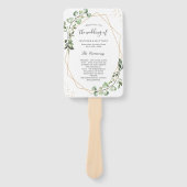 groen eucalyptus goud geometrisch bruiloft program handwaaier (Voorkant)