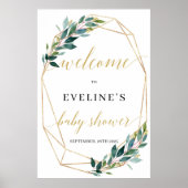 Groen eucalyptus goud geometrisch lijst welkomstte poster (Voorkant)