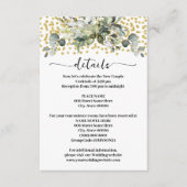 Groen Eucalyptus Goud Glitter Bruiloft Details Informatiekaartje (Voorkant)
