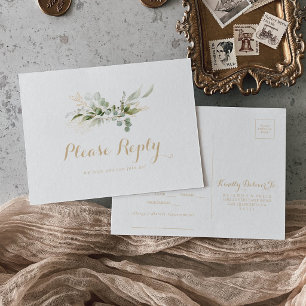 Groen Eucalyptus Goud Menu Keuze RSVP Postkaart
