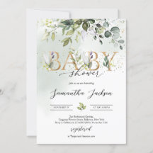 Groen eucalyptus gouden letters boho baby shower