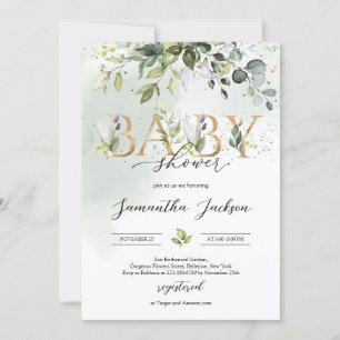 Groen eucalyptus gouden letters boho baby shower kaart