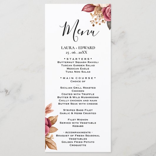 Groen eucalyptus groen bloemendecoratie menu (Voorkant)