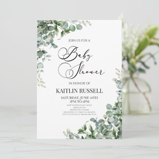 Groen eucalyptus groen botanisch Baby shower Kaart (Staand voorkant)