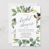 Groen eucalyptus groene bladeren stoffige blauwe b kaart (Voorkant)