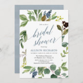 Groen eucalyptus groene bladeren stoffige blauwe b kaart (Voorkant / Achterkant)