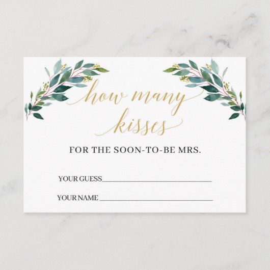 Groen eucalyptus Hoeveel kussen spel Kaart (Voorkant)